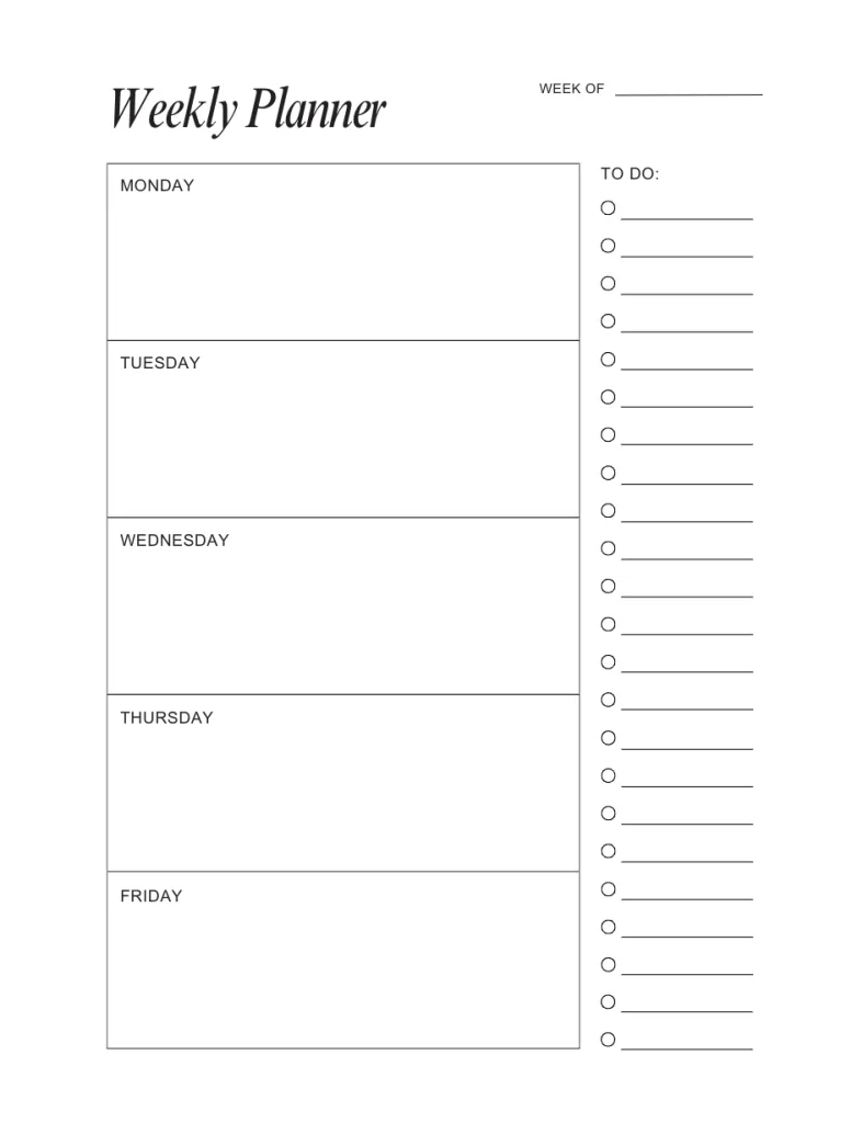Easy 2025 Weekly Calendar